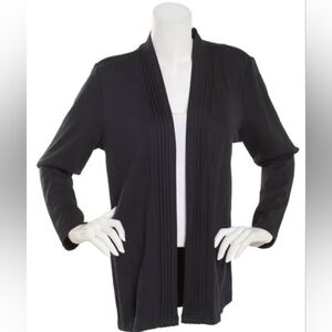 HASTING & SMITH BLACK WOMEN'S PLEAT FRONT OPEN LONG SLEEVED CARDIGAN SIZE XL